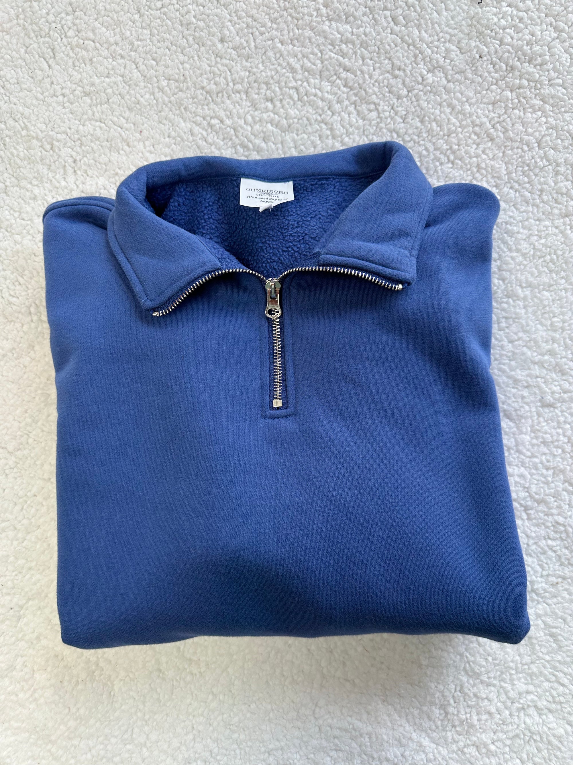 Sailor Blue Basic Blank Quarter-Zip Sweatshirt