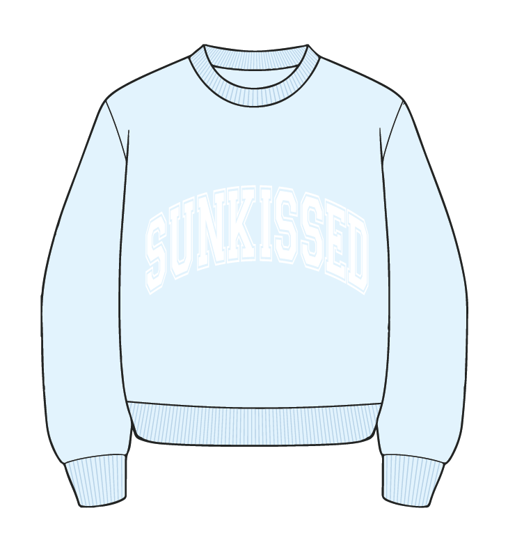 Icy Blue Sunkissed Varsity Embroider Sweatshirt