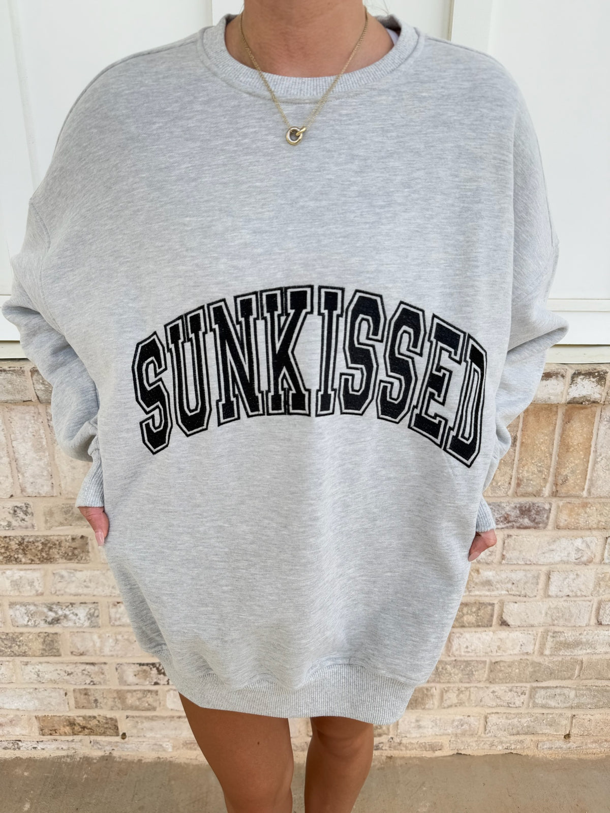 Sunkissed Collegiate Embroider Oversized Crewneck Sweatshirt