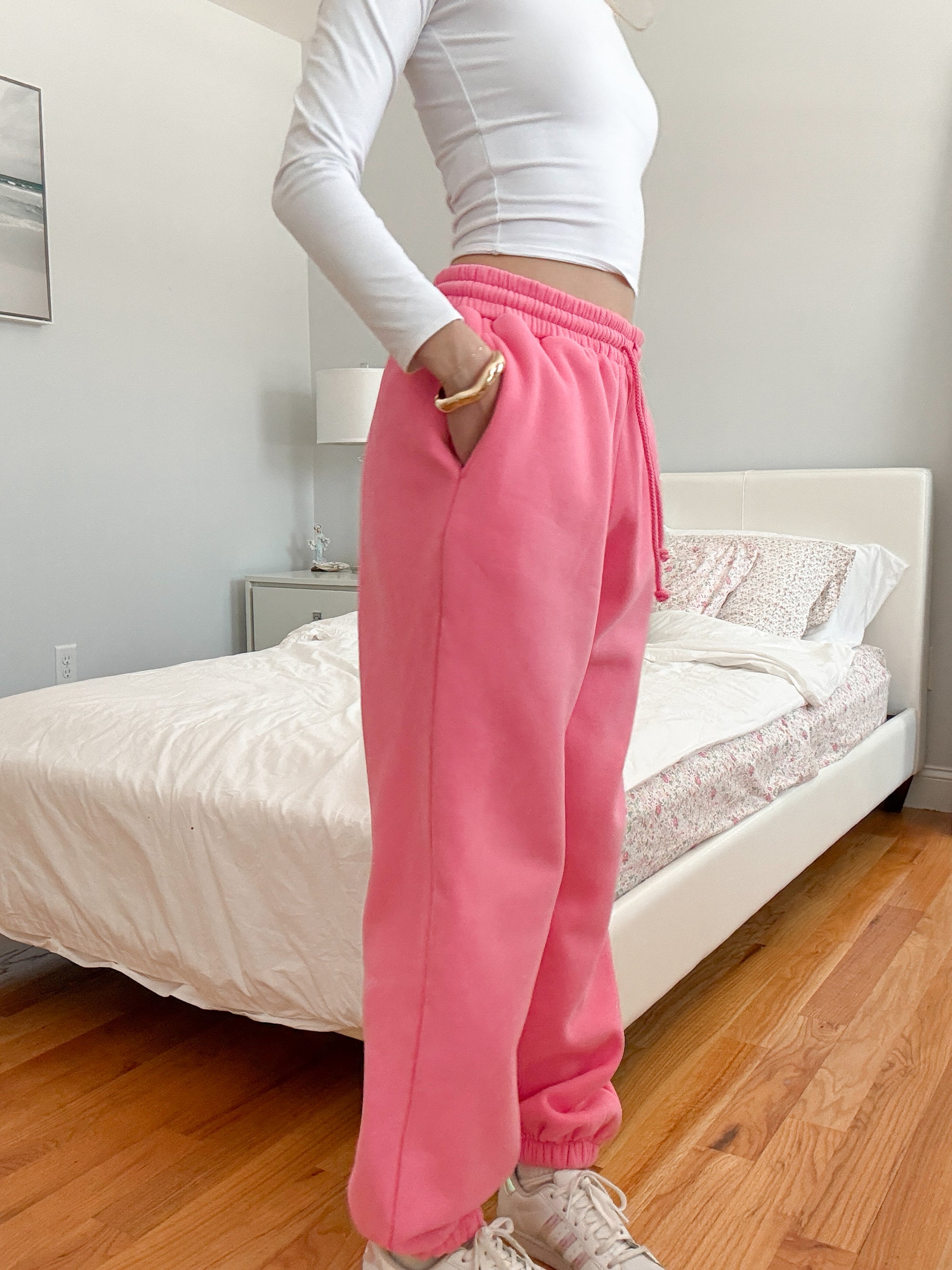 Hibiscus Pink Basic Blank Jogger Sweatpants