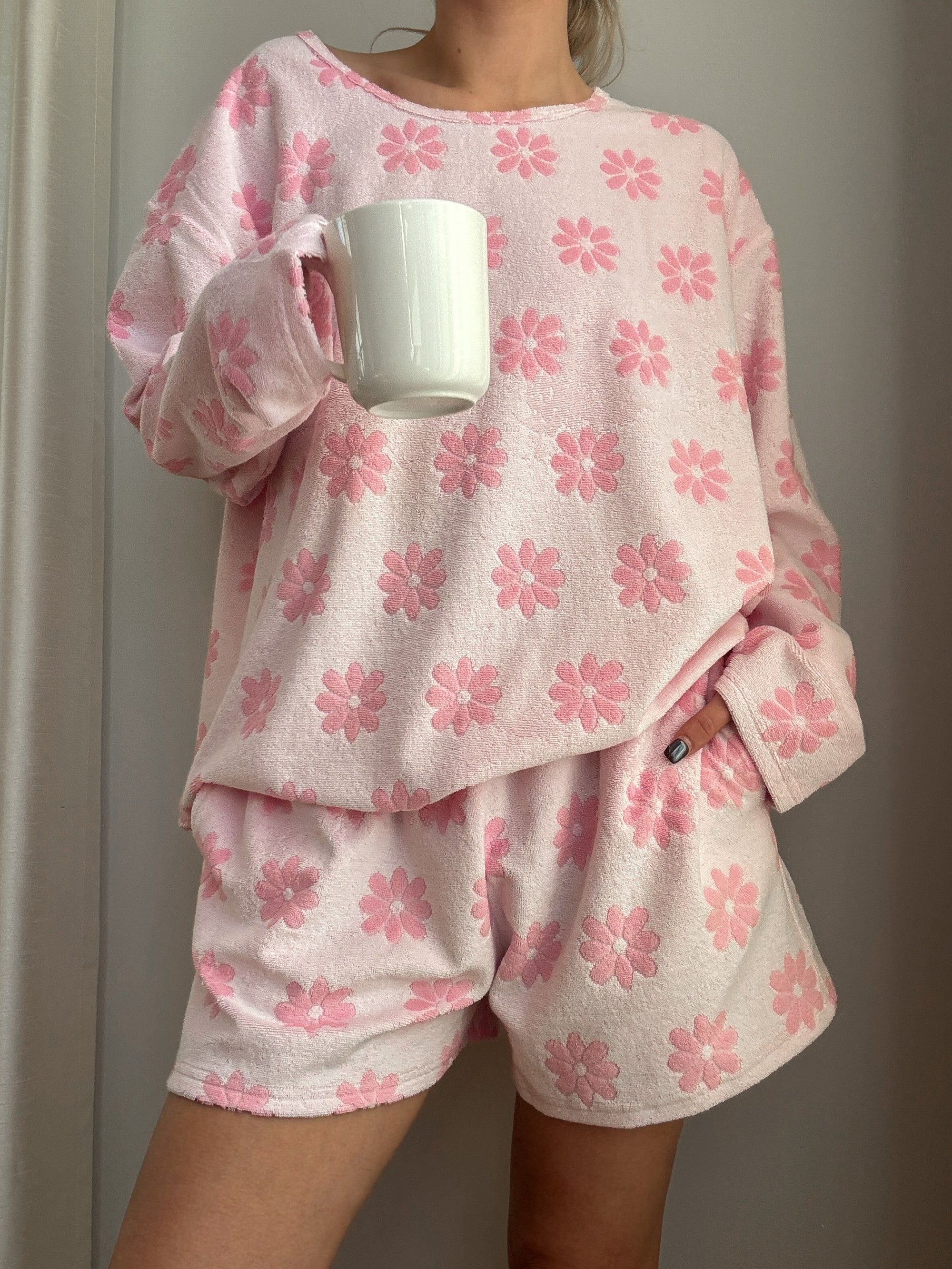 Pink Flower Pajama Shorts