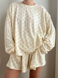Pale Yellow American Flag Pajama Pattern Shorts