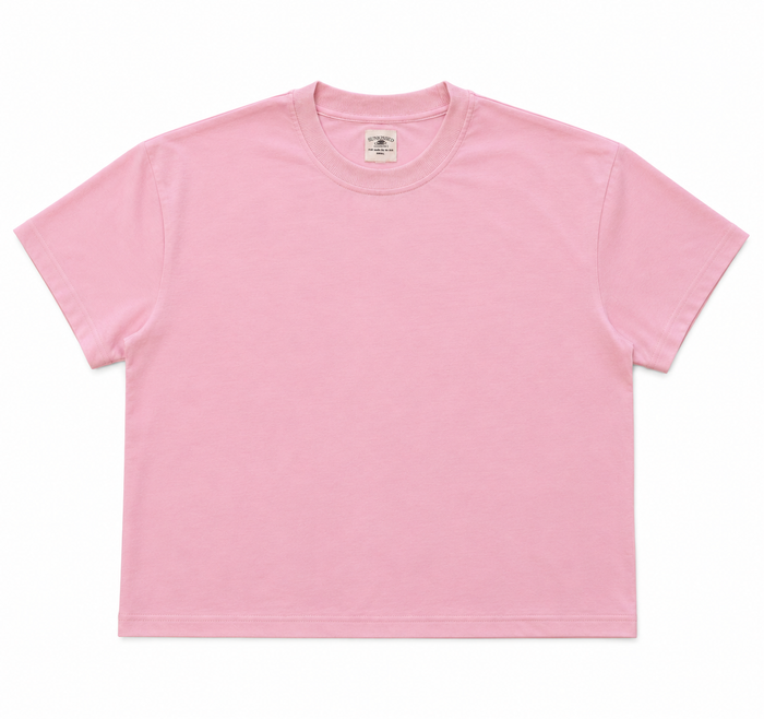 Blair Pink Basic Slightly Cropped Blank Tee