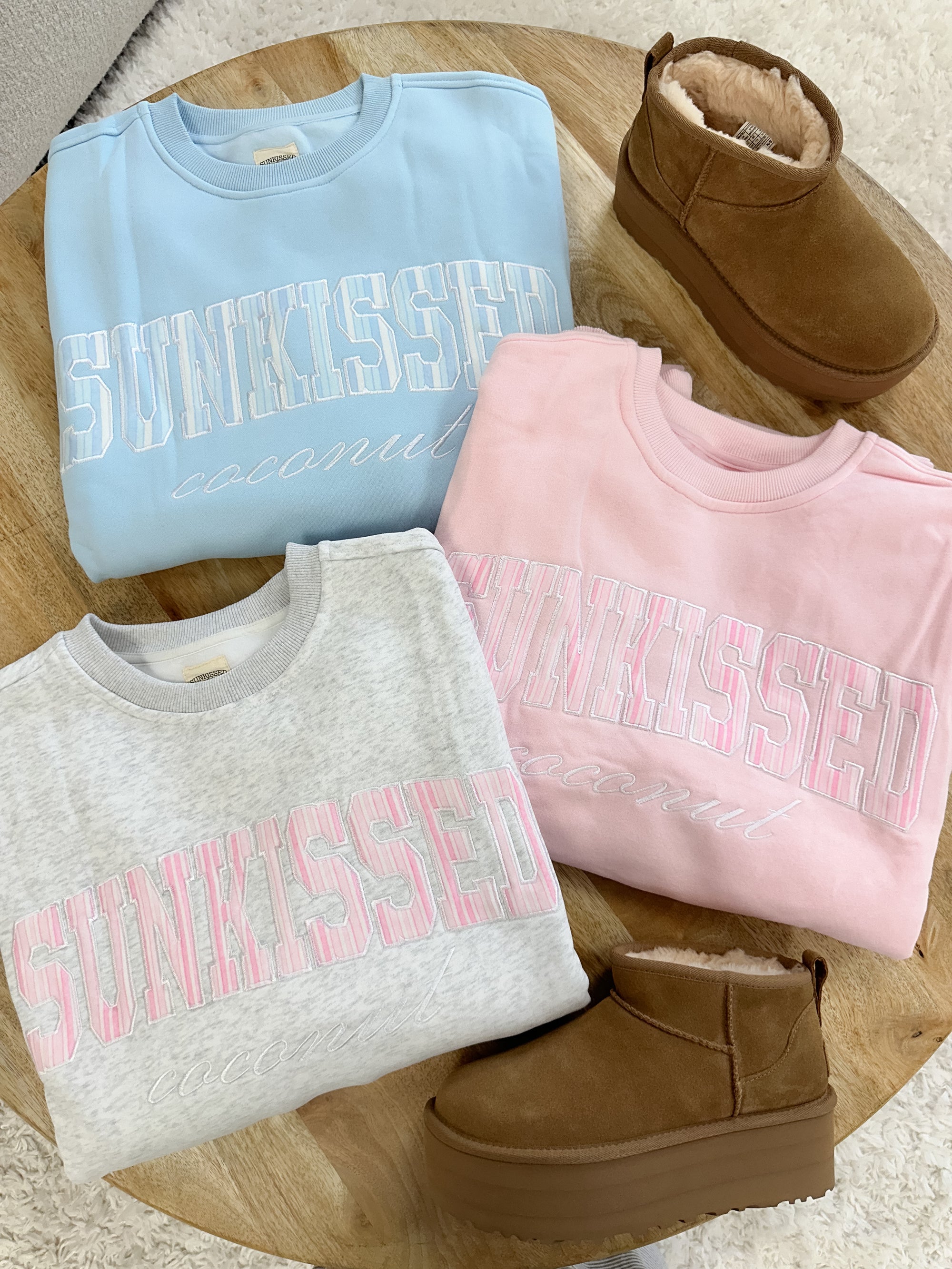 Light Pink Sunkissed In Vogue Striped Sweatshirt