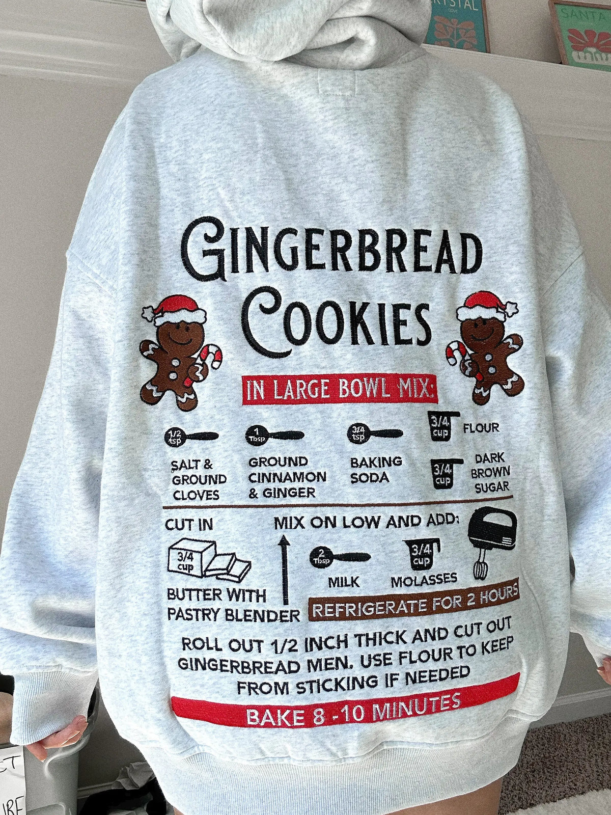 Gingerbread Recipe Christmas Embroider Hoodie