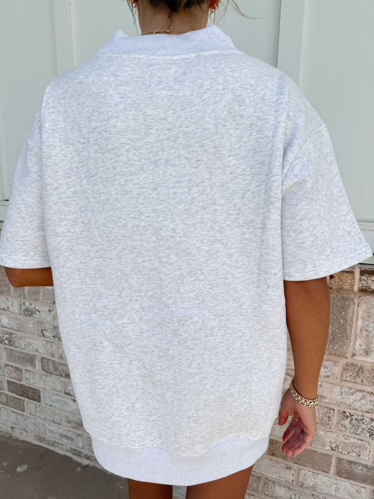 United States Flag Embroider Mockneck Short Sleeve Sweatshirt