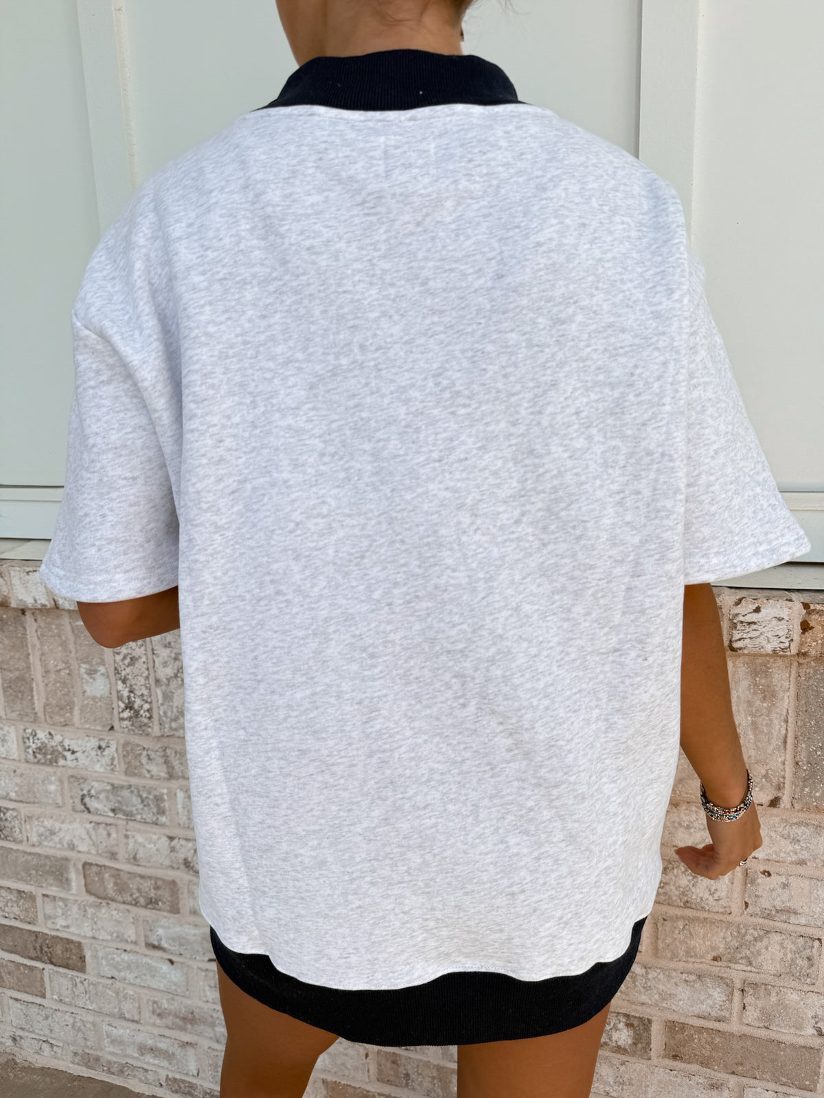 United States Flag Embroider Mockneck Short Sleeve Sweatshirt