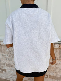 United States Flag Embroider Mockneck Short Sleeve Sweatshirt