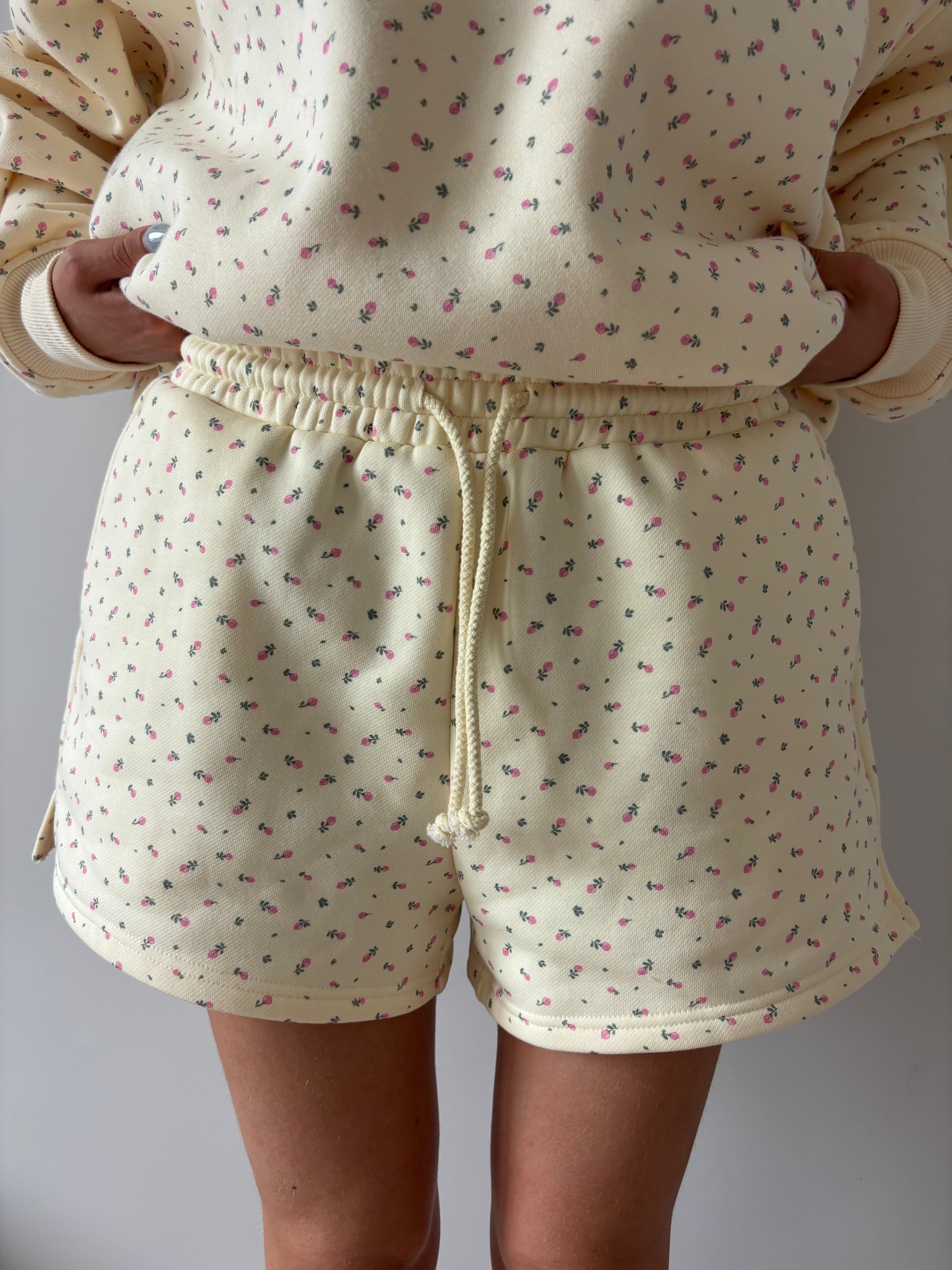 Blank Toasted Cream Roses Shorts