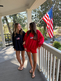 American Flag Embroider V-Neck Sweatshirt