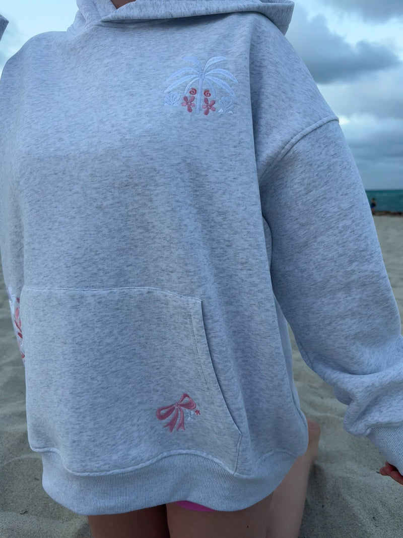 Pearl Grey Tropical Palms Hoodie