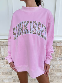 Sunkissed Collegiate Embroider Oversized Mockneck Sweatshirt 100% Cotton