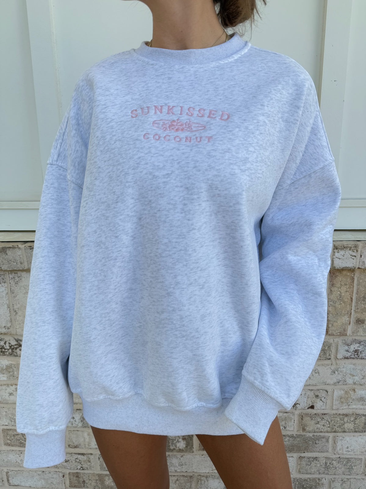 Sunkissedcoconut Embroider Oversized Crewneck Sweatshirt
