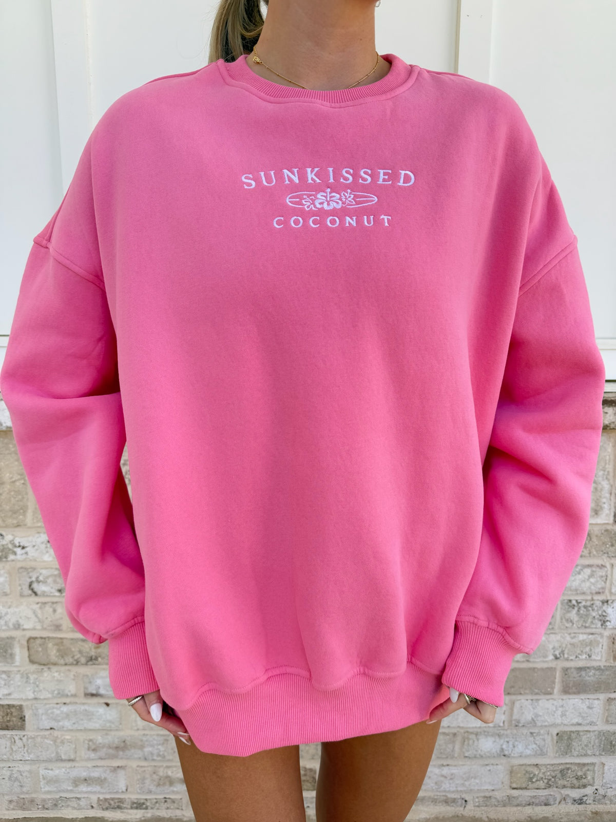 Sunkissedcoconut Embroider Oversized Crewneck Sweatshirt