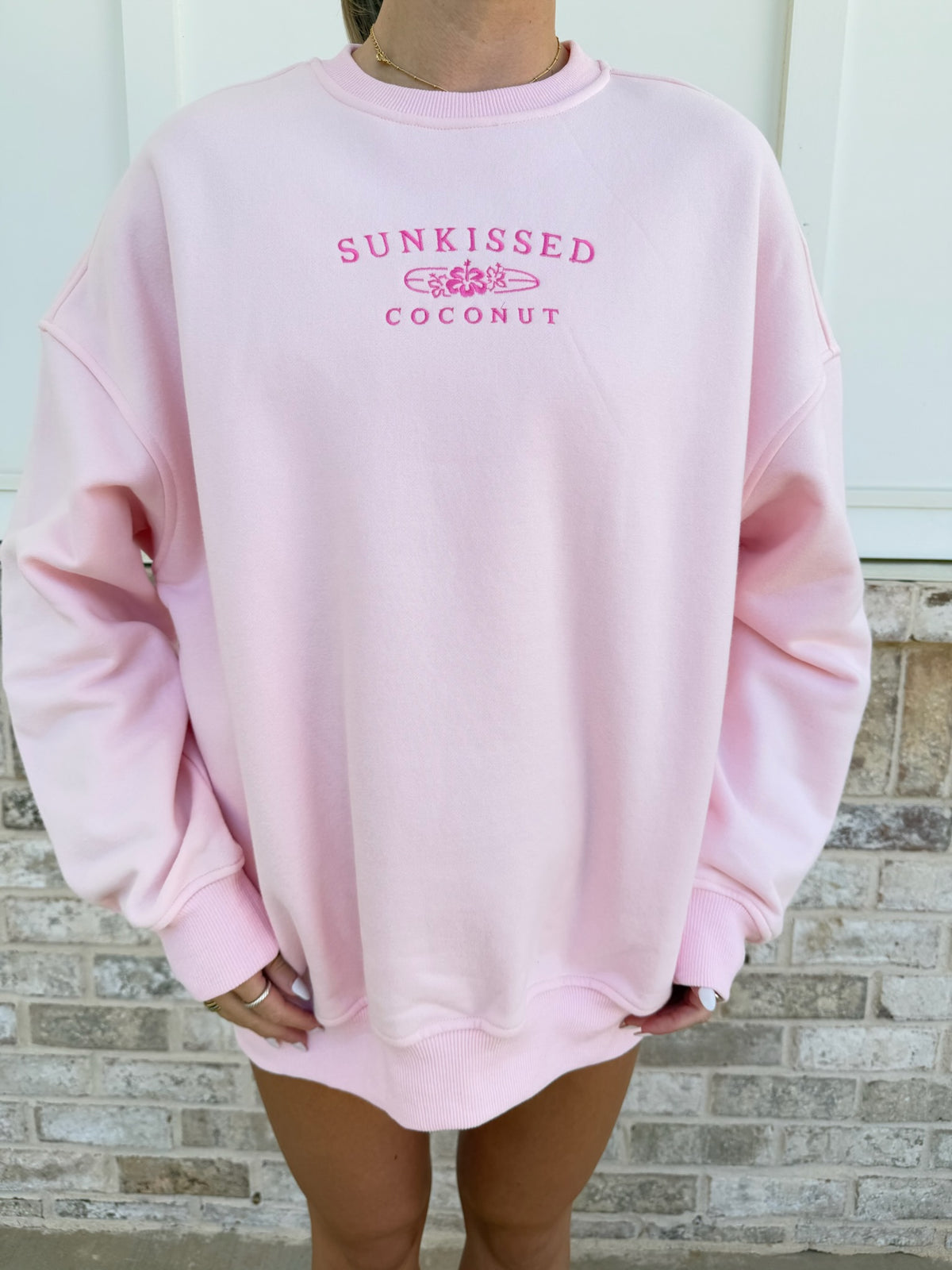 Sunkissedcoconut Embroider Oversized Crewneck Sweatshirt