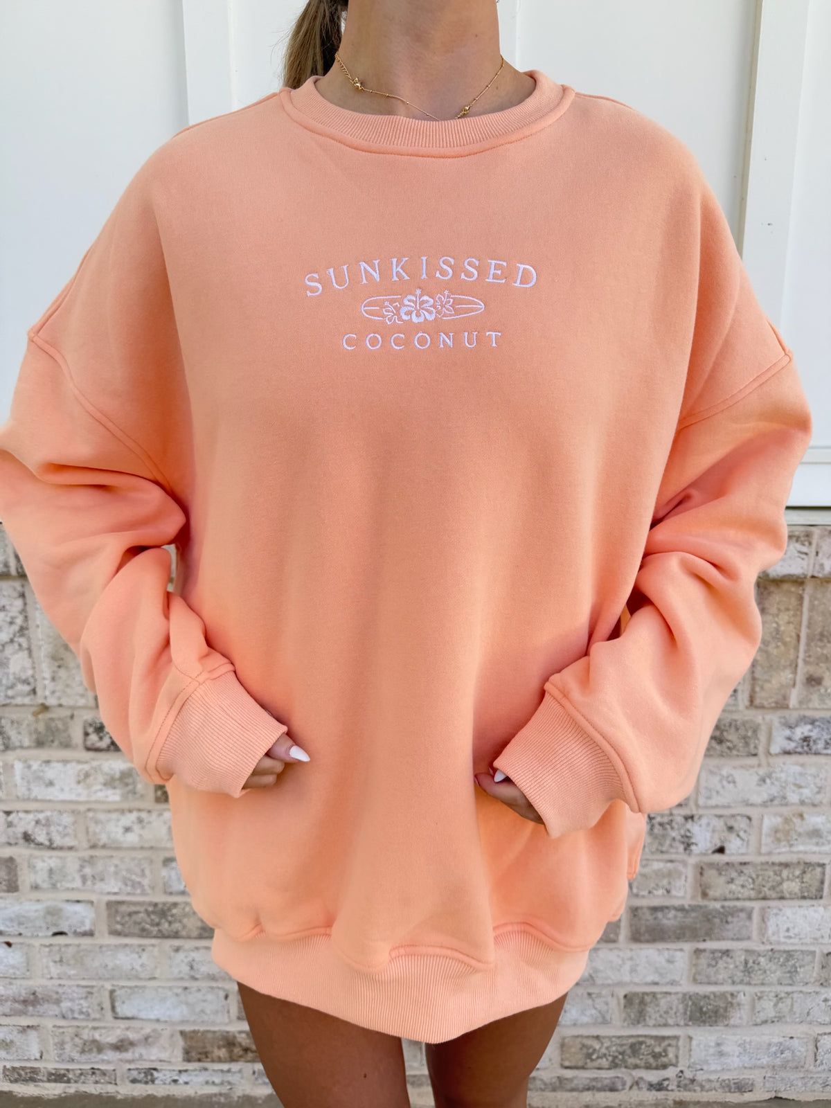 Sunkissedcoconut Embroider Oversized Crewneck Sweatshirt