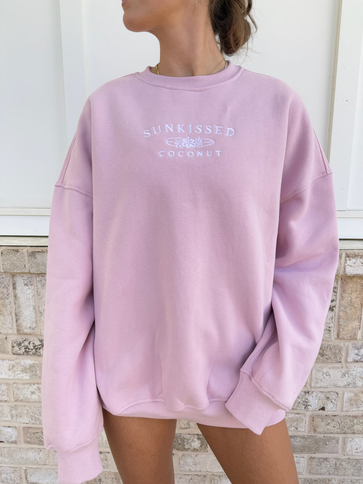 Sunkissedcoconut Embroider Oversized Crewneck Sweatshirt