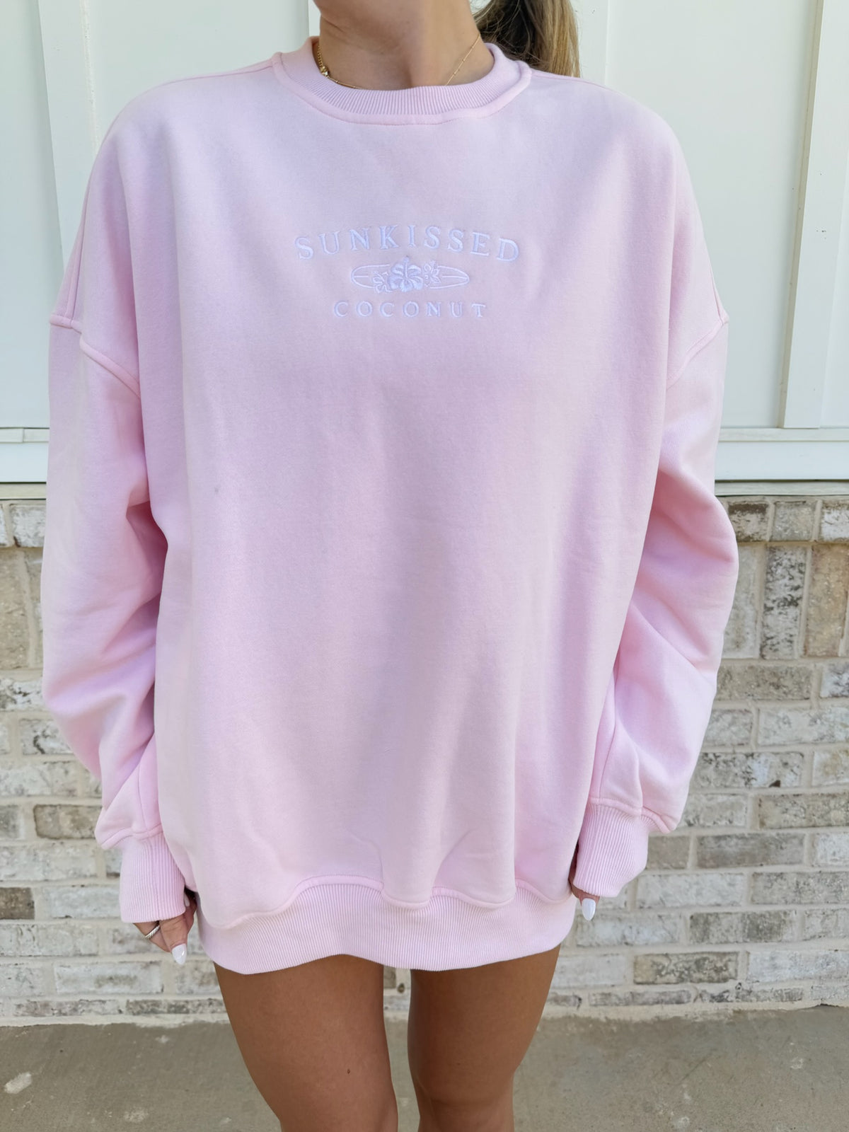 Sunkissedcoconut Embroider Oversized Crewneck Sweatshirt