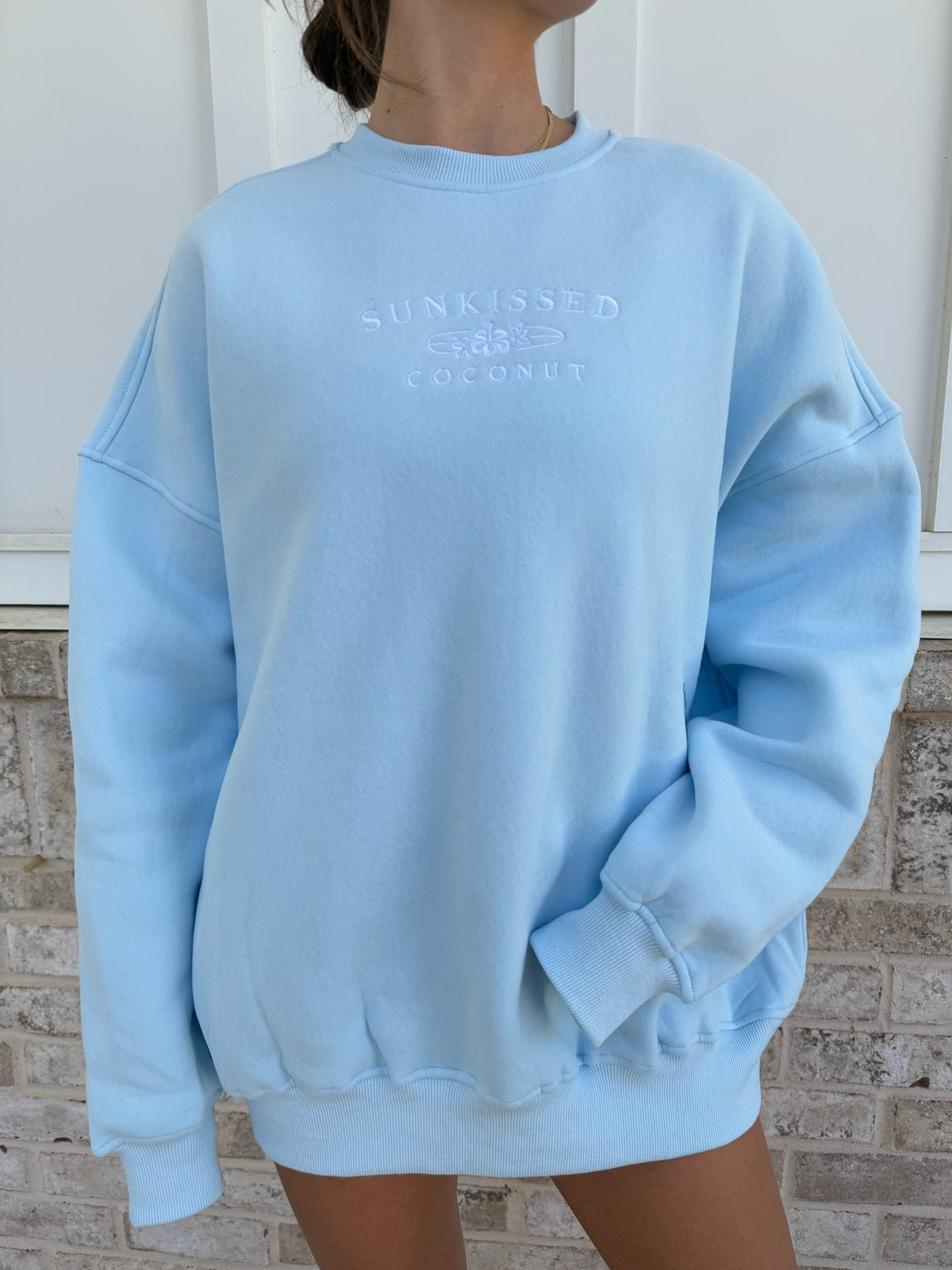 Sunkissedcoconut Embroider Oversized Crewneck Sweatshirt