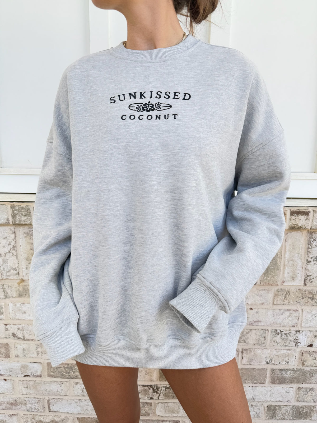 Sunkissedcoconut Embroider Oversized Crewneck Sweatshirt