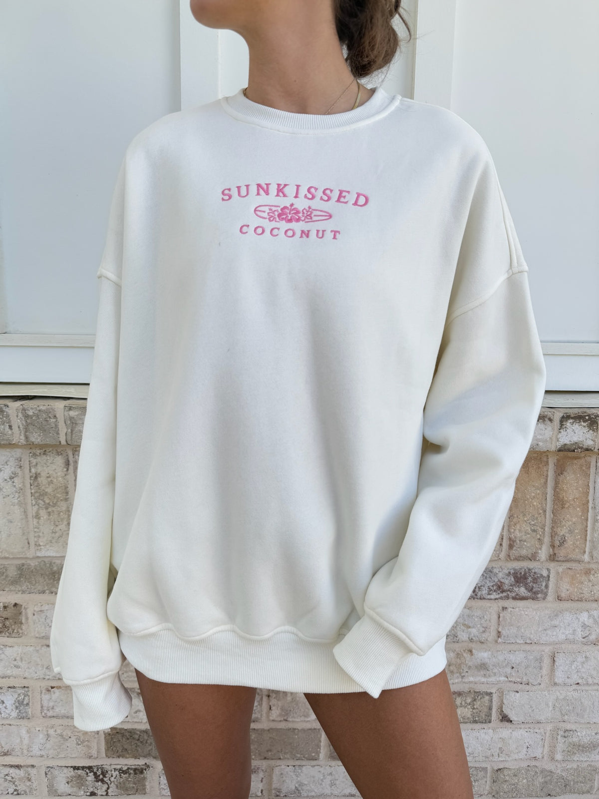 Sunkissedcoconut Embroider Oversized Crewneck Sweatshirt