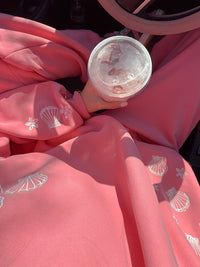 Hibiscus Pink Tropical Embroider Sweatshirt