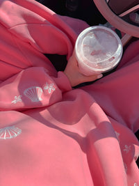 Hibiscus Pink Tropical Embroider Sweatshirt