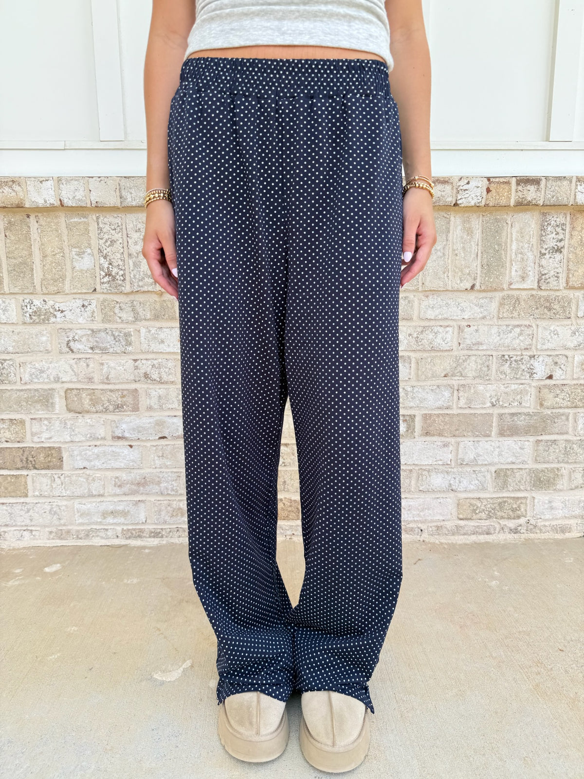 Navy Blue Polka Dot Loungewear Pants