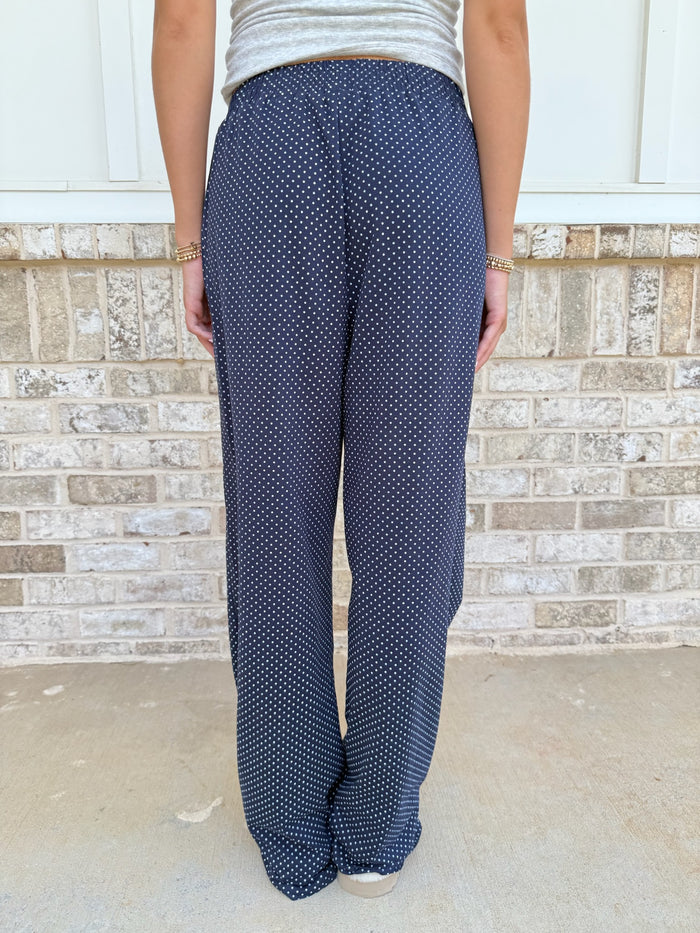 Navy Blue Polka Dot Loungewear Pants