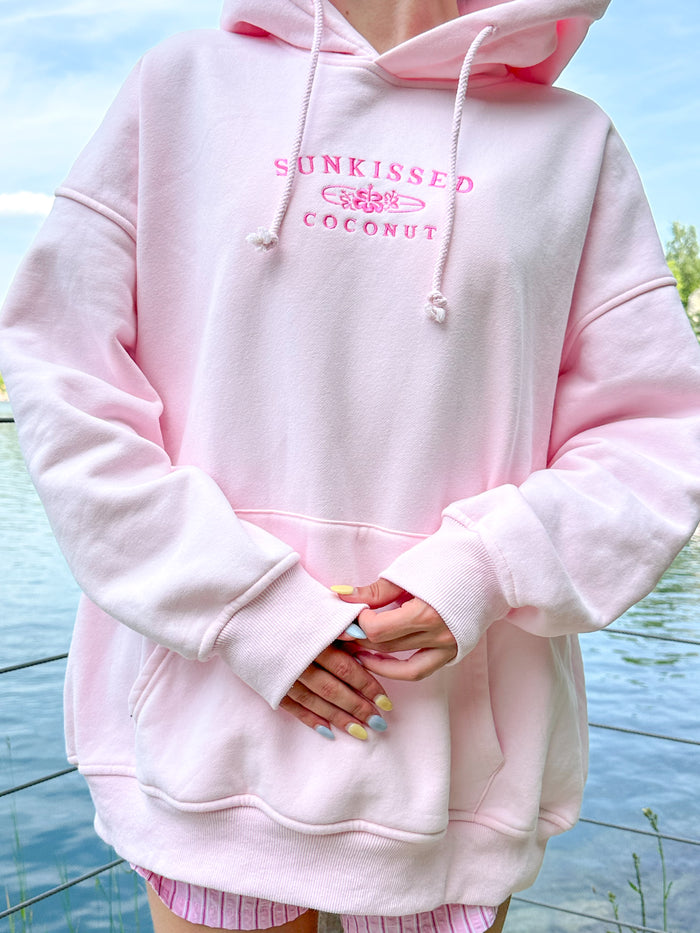 Light Pink Embroider Sunkissedcoconut Hoodie