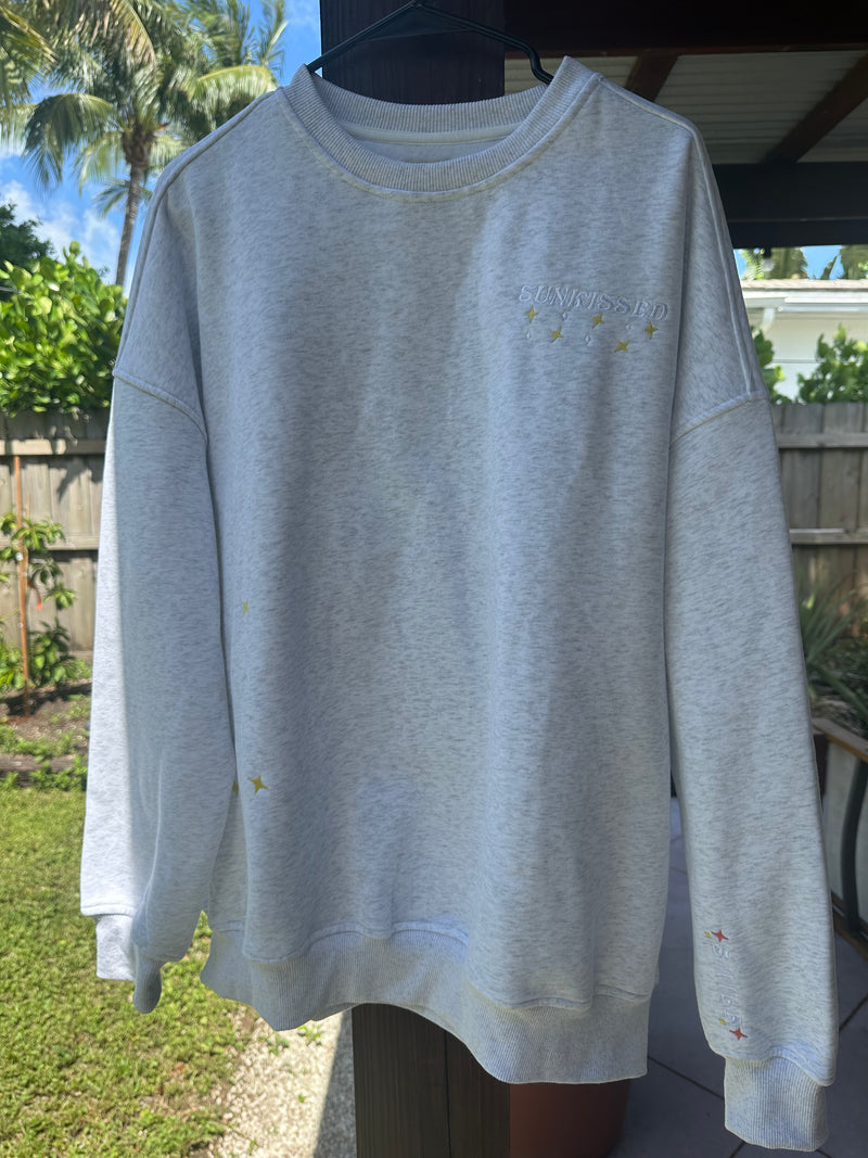 Pearl Grey Embroider Van Star Sweatshirt