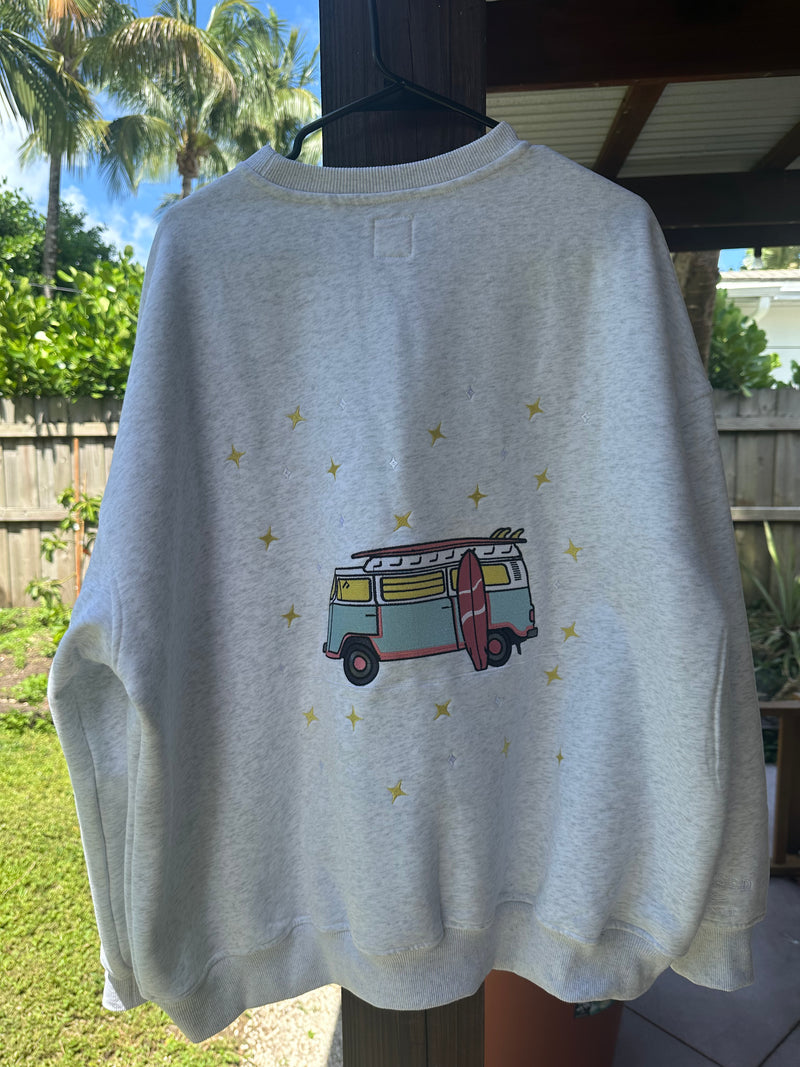 Pearl Grey Embroider Van Star Sweatshirt