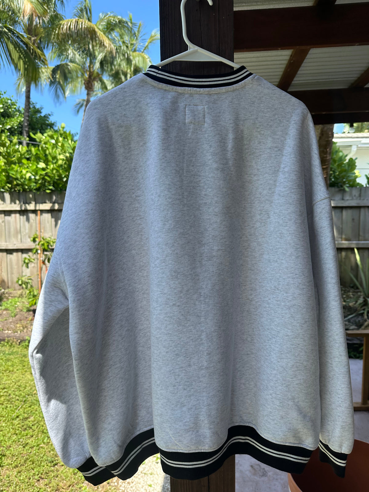 Blank Pearl Grey And Black Preppy Crew Sweatshirt