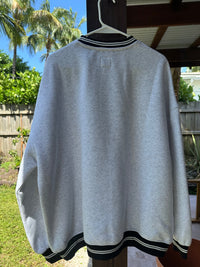 Blank Pearl Grey And Black Preppy Crew Sweatshirt
