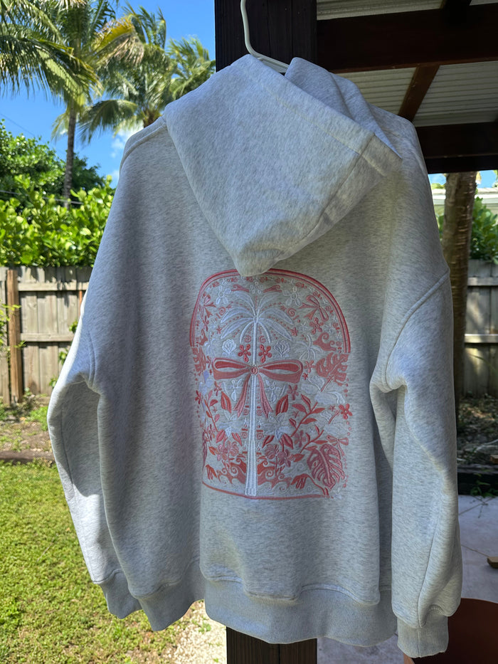 Pearl Grey Tropical Palms Hoodie