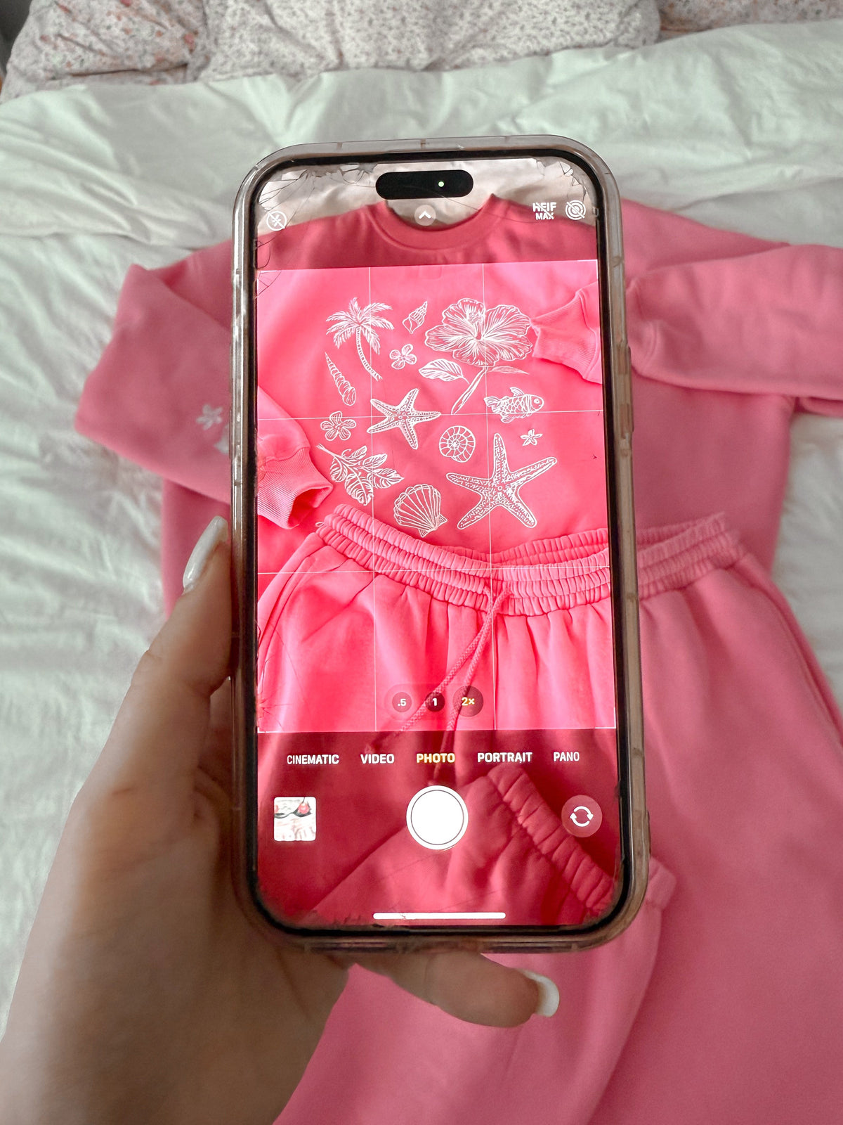 Hibiscus Pink Tropical Embroider Sweatshirt