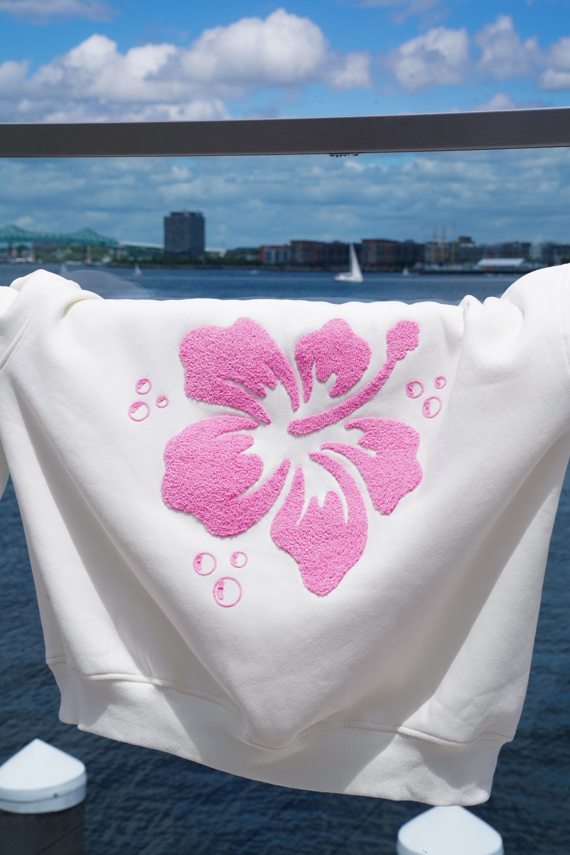 Ivory Hibiscus Flower Sweatshirt