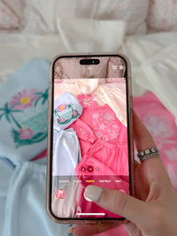 Hibiscus Pink Tropical Embroider Sweatshirt