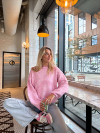 Fluffy Striped Pink Sweater