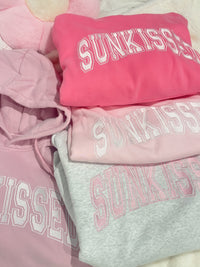 Hibiscus Pink Sunkissed Varsity Embroider Hoodie