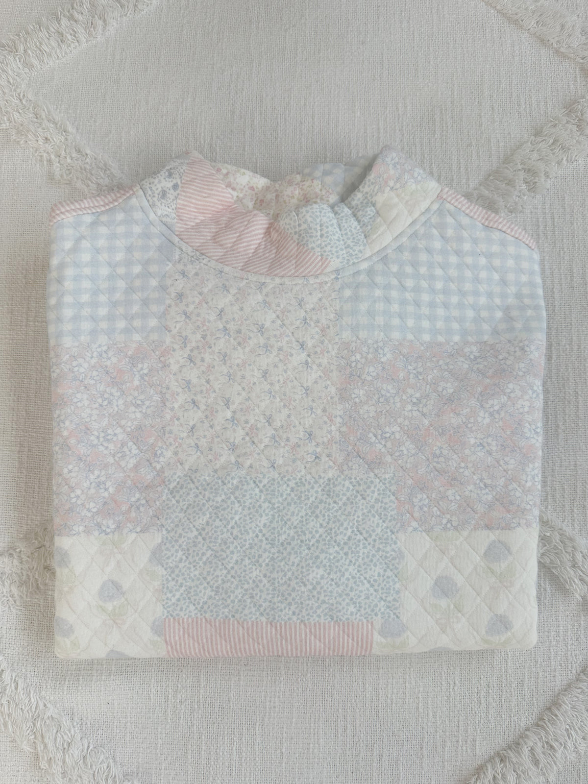 Shades Of Blue Quilted Pastel Mockneck Sweatshirt