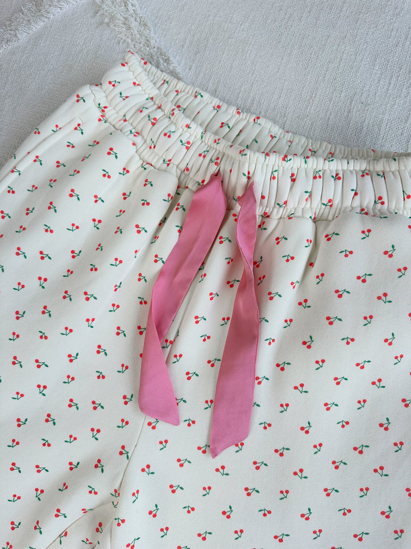 Blank Ivory Cherries All Over Jogger Sweatpants