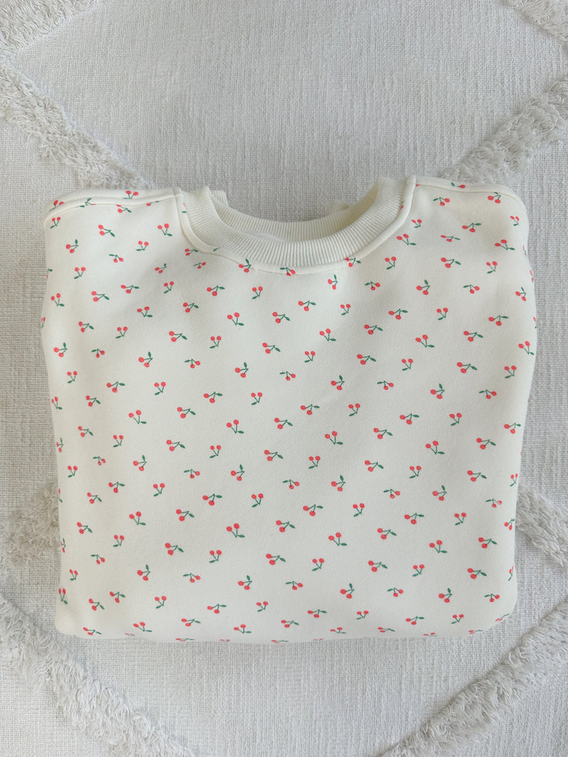 Blank Ivory Cherries All Over Sweatshirt