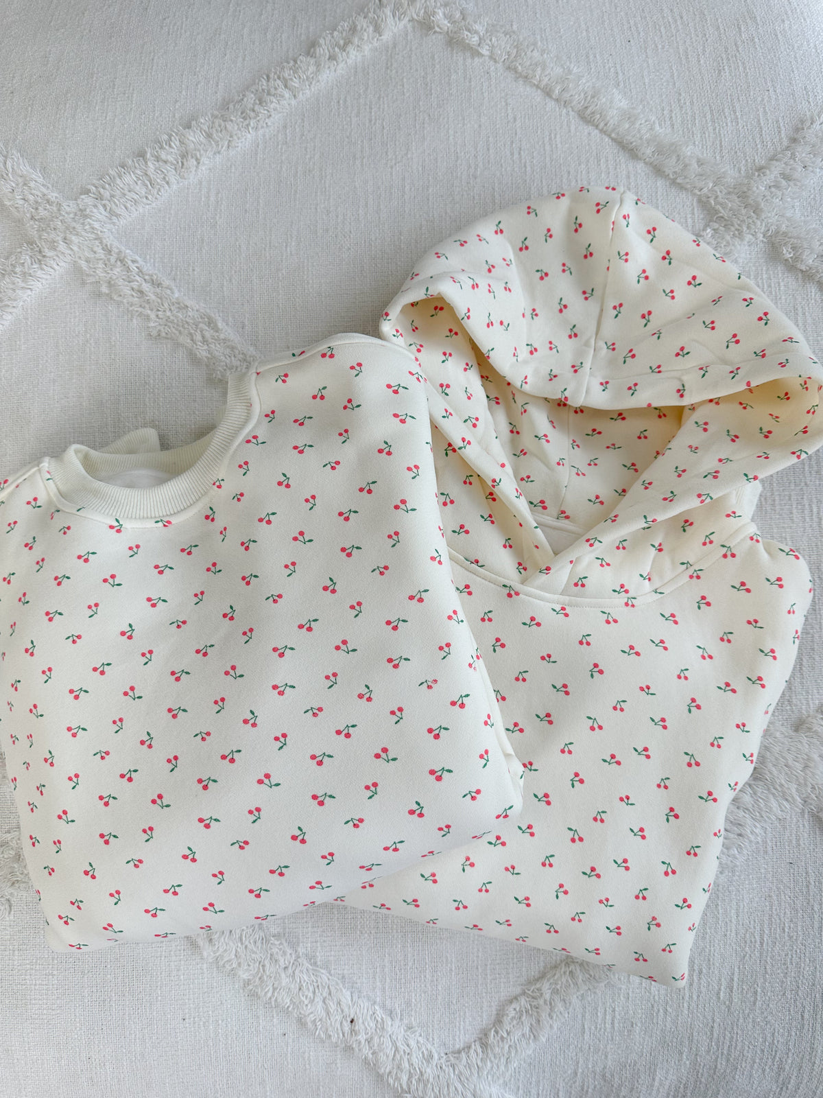 Blank Ivory Cherries All Over Sweatshirt