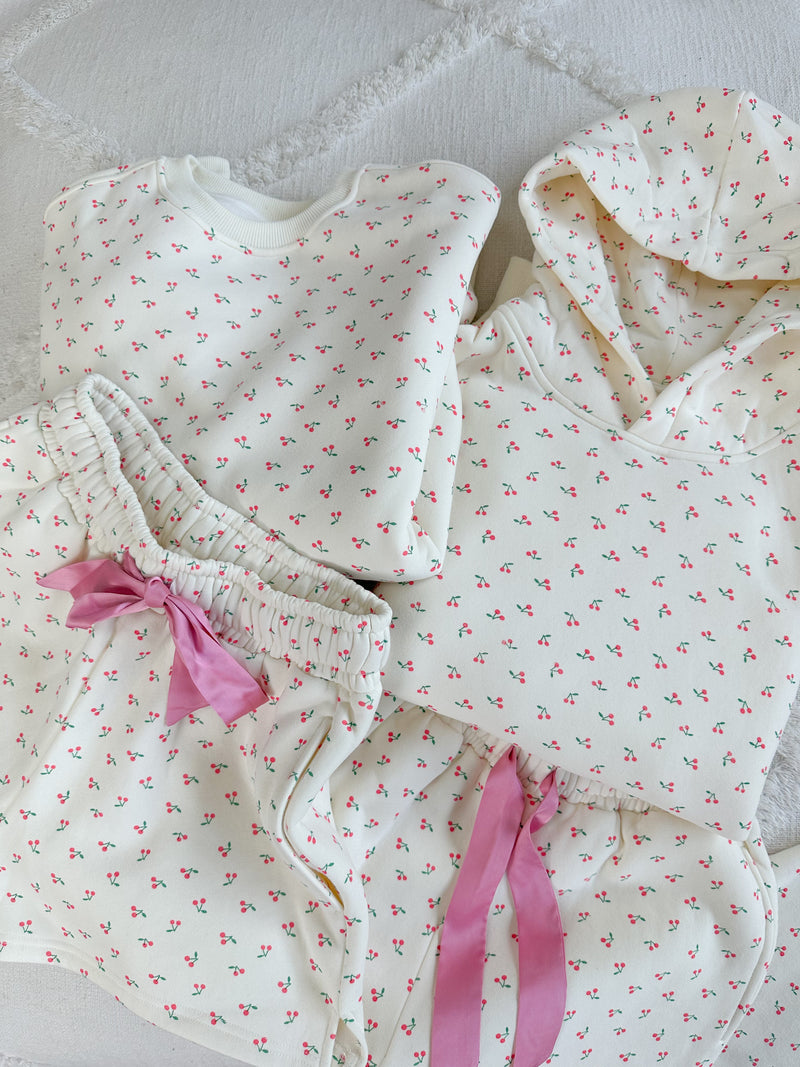 Blank Ivory Cherries All Over Sweatshirt