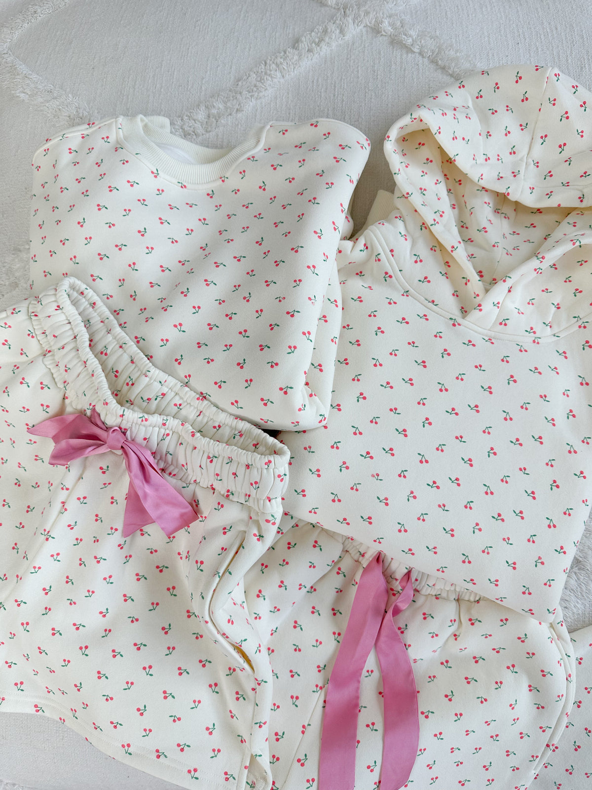 Blank Ivory Cherries All Over Jogger Sweatpants