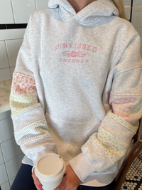 Sunkissedcoconut Quilted Pastel Embroidered Hoodie