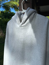 Pearl Grey and White Thread Sunkissedcoconut Logo Embroider Hoodie