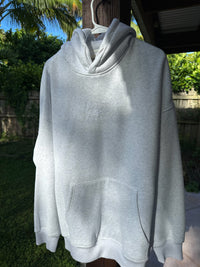 Pearl Grey and White Thread Sunkissedcoconut Logo Embroider Hoodie