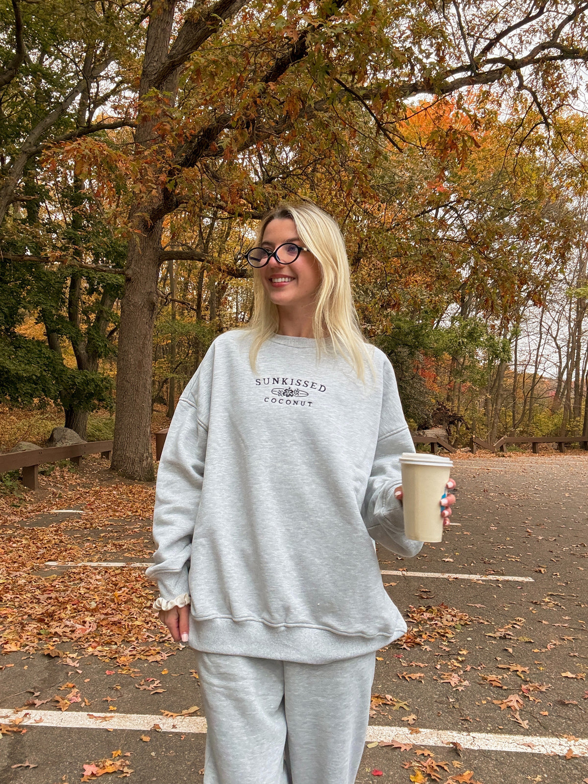 Afternoon Grey Sunkissedcoconut Embroider Sweatshirt